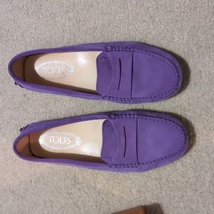 Tod's Gommini driving moccasin lilac suede sz 38.5